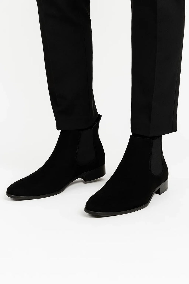 Chelsea Boots | Faux Suede | Slip-On | Low Heel