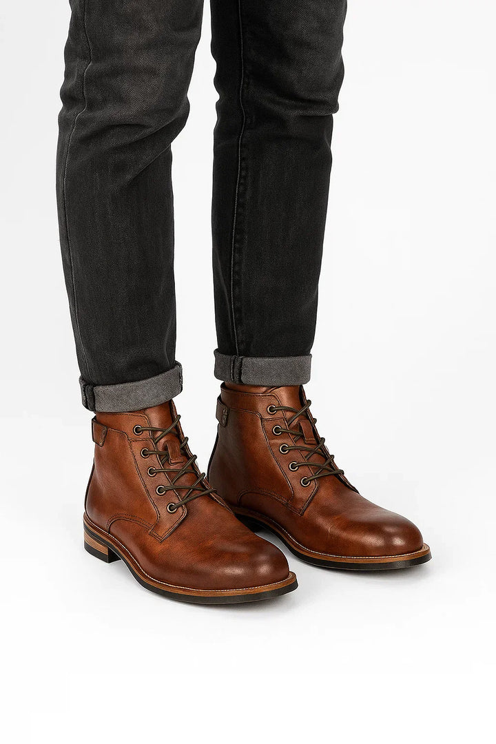 Men’s Lace-Up Ankle Boots | Leather Look | Durable Sole