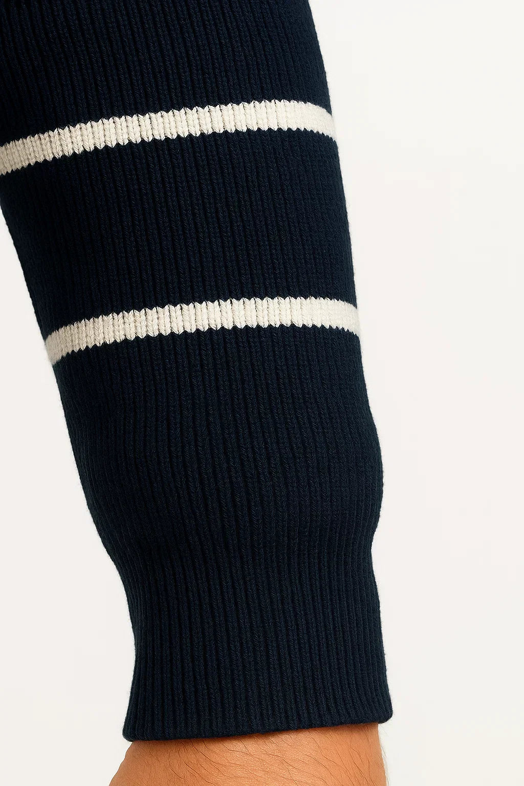 Quarter Zip Sweater | Striped | Ribbed Knit | Regular Fit