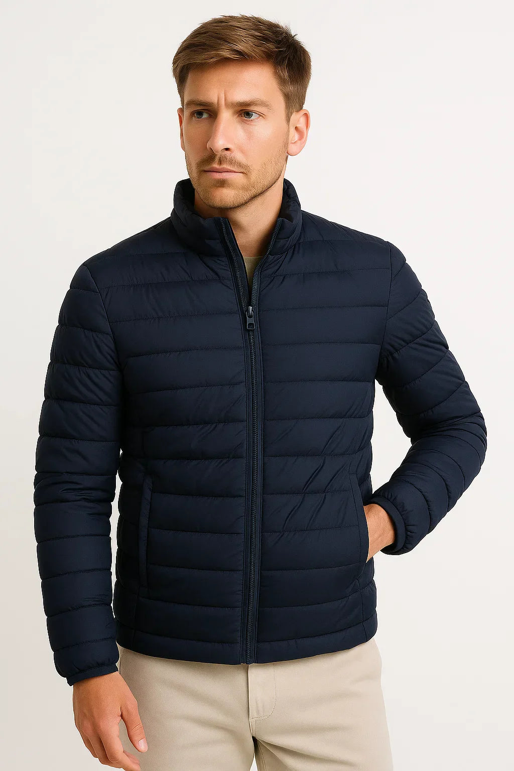 Puffer Jacket | Stand Collar | Quilted Polyester