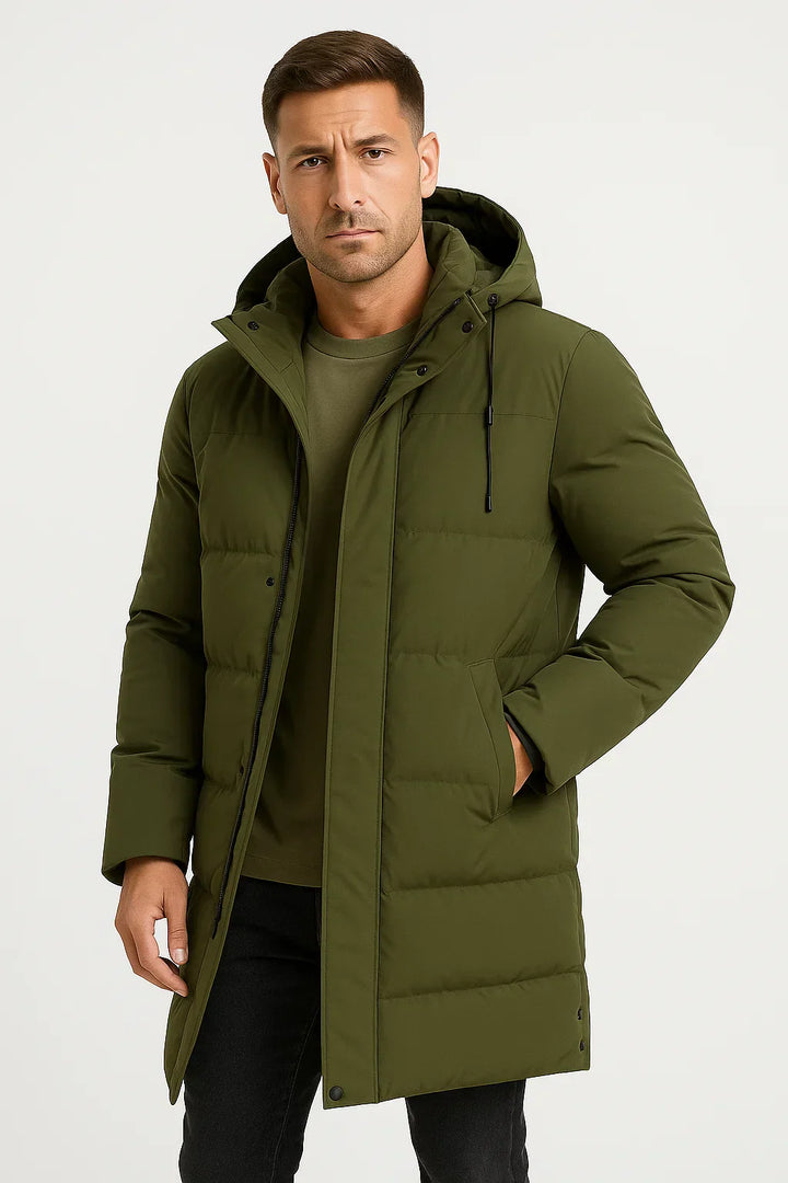 Winter Hooded Puffer Coat | Insulated Longline Design