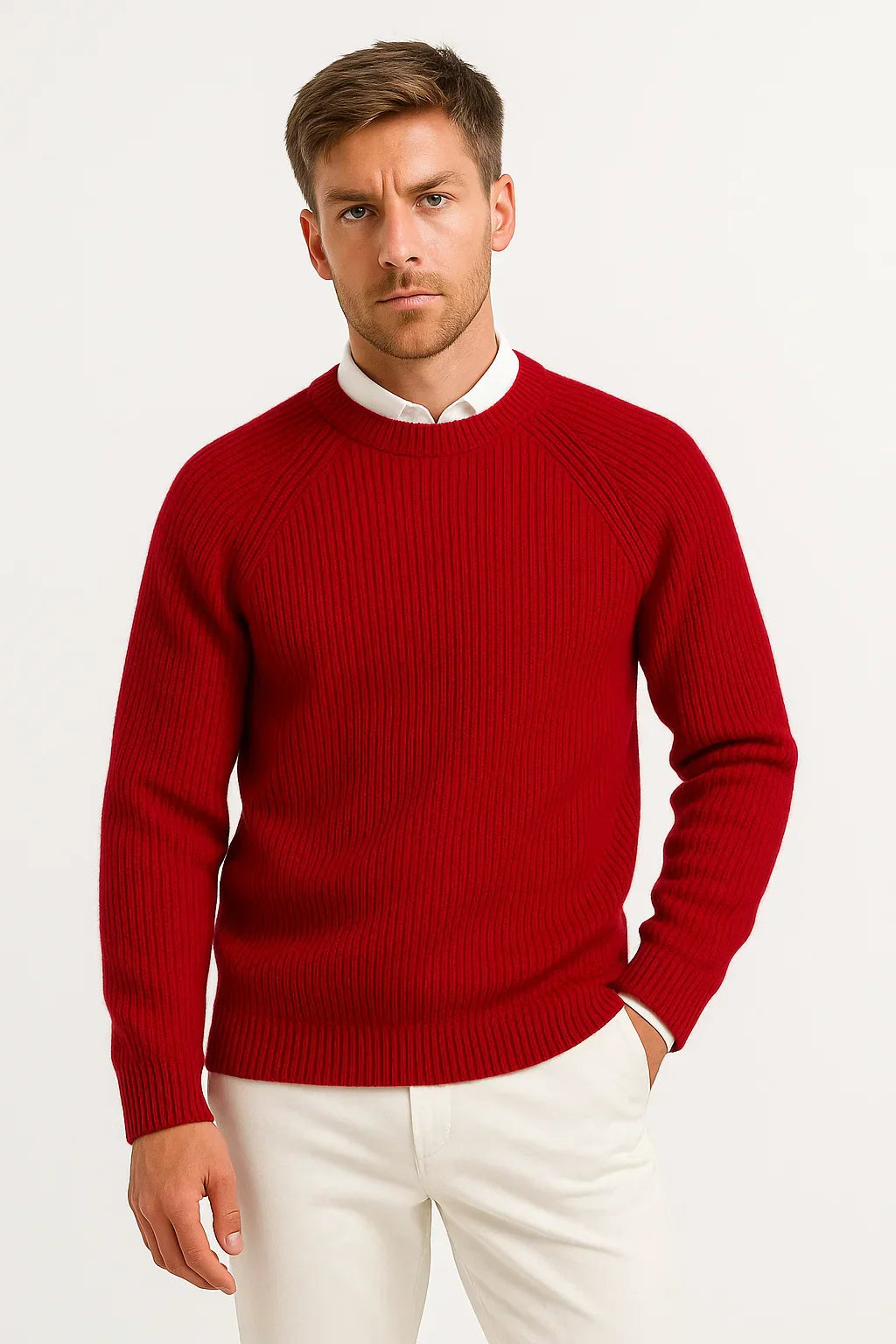 Men's Merino Wool Sweater | Raglan O-Neck | Smart Casual Knit