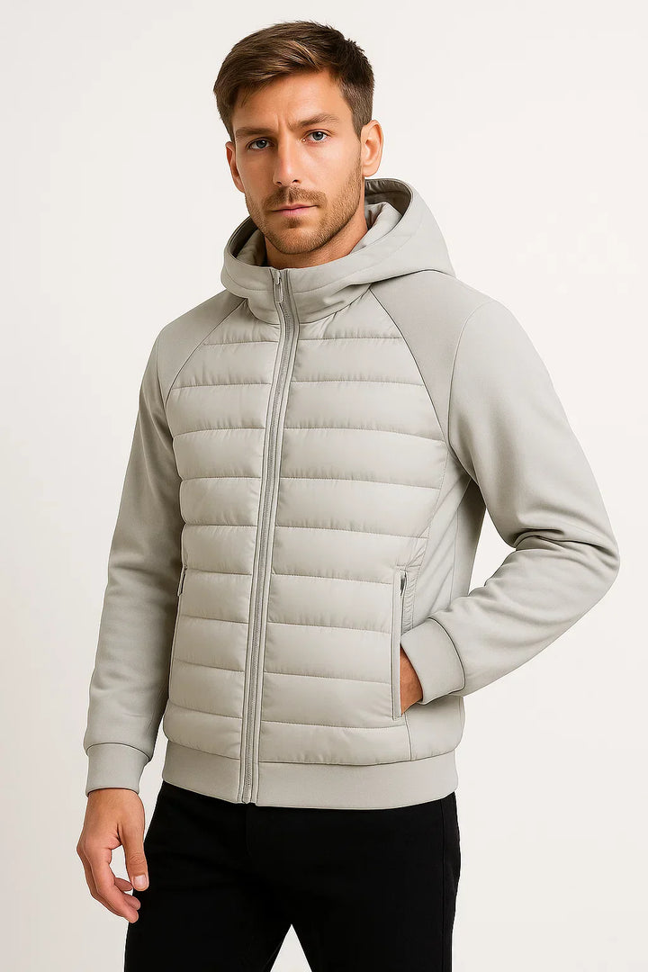 Men's Lightweight Down Hoodie | Quilted Spliced Design | Autumn-Winter