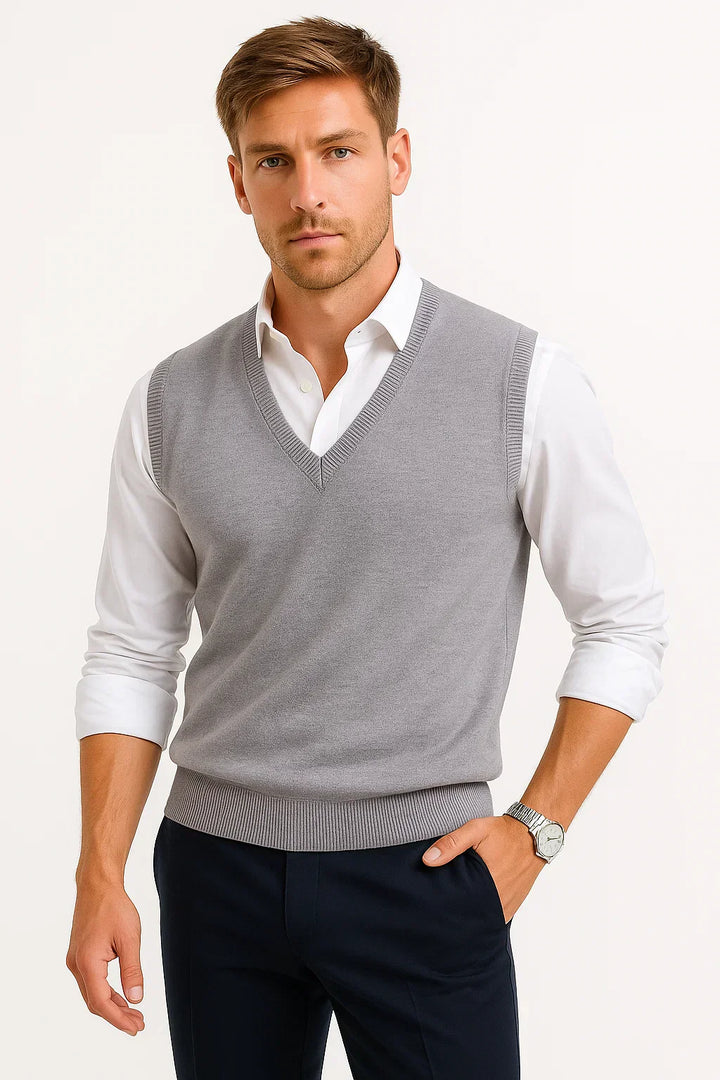 Sleeveless Sweater Vest | Cotton Wool Blend | Classic Fit