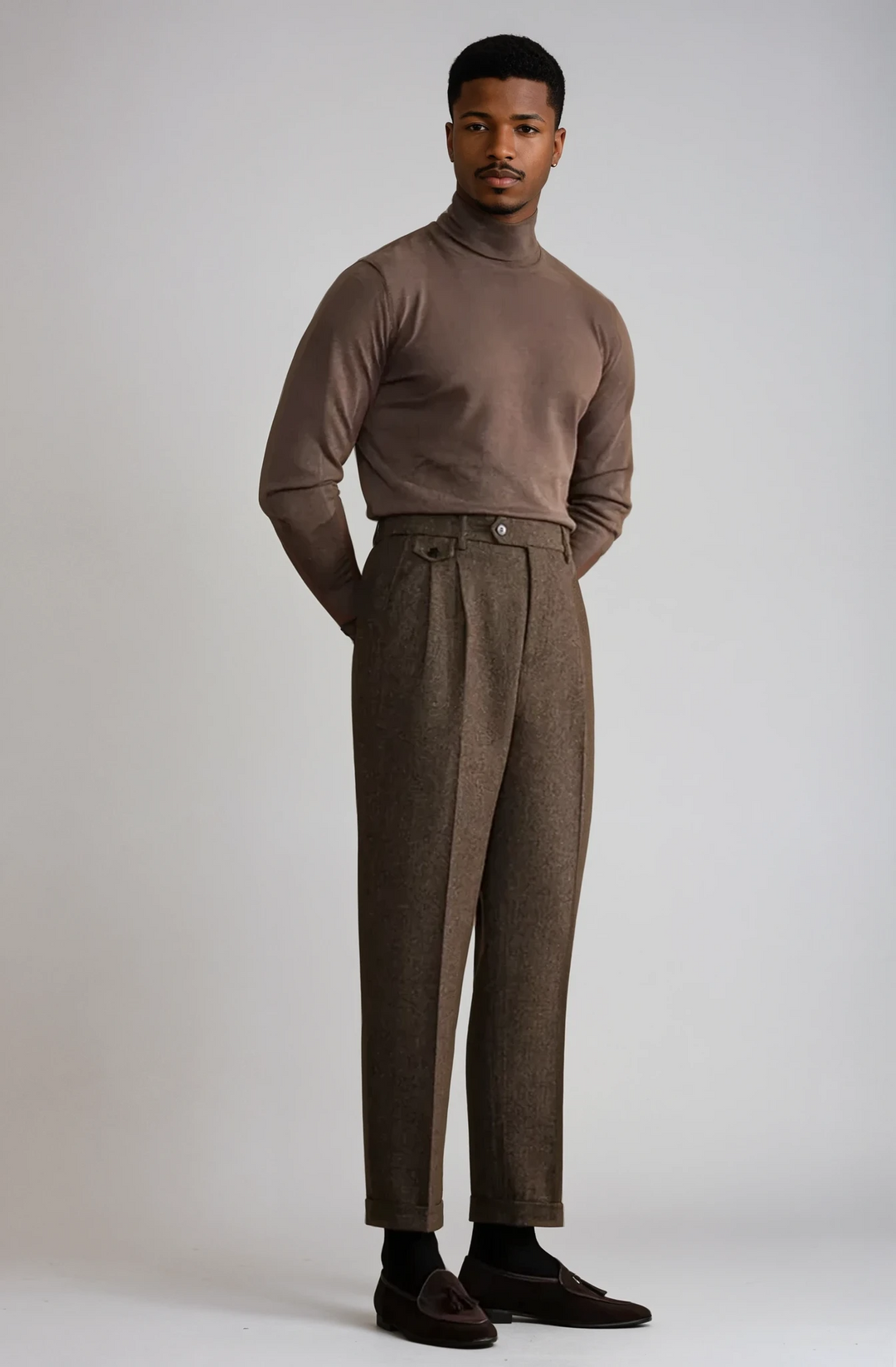 Wool Herringbone Trousers | Side Adjusters | The Core Collection