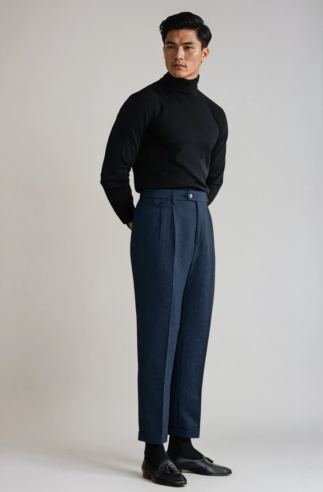 Wool Herringbone Trousers | Side Adjusters | The Core Collection