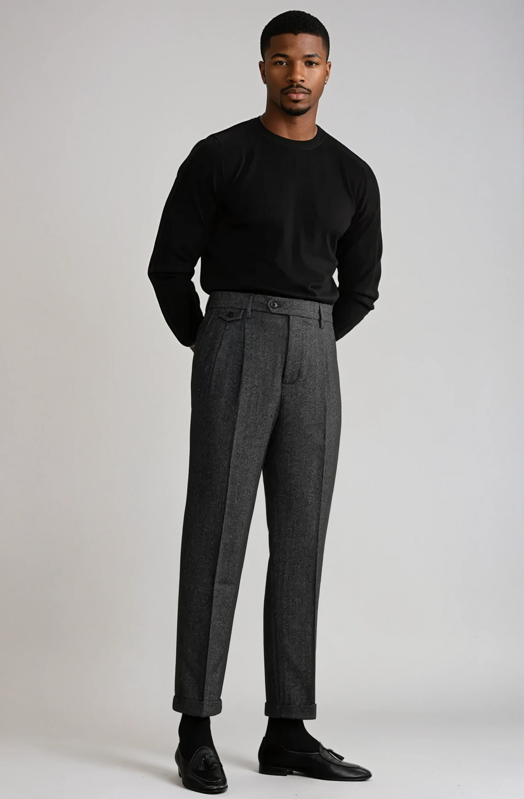 Wool Herringbone Trousers | Side Adjusters | The Core Collection