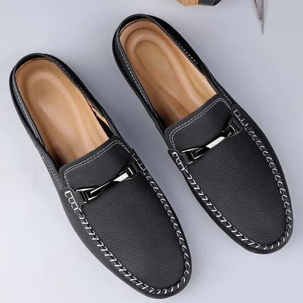 Full-Grain Cowhide Slip-On Loafers | Hand-Finished Upper