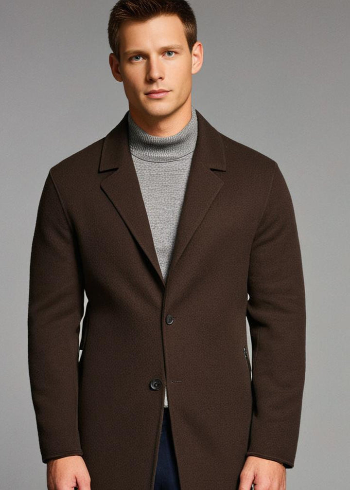Overcoat | Wool Blend, Medium Length, Notch Lapel