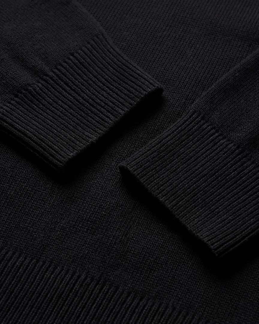 Black Crewneck Sweater Smooth Mid-Weight Knit Men's S–2XL – Valedrian — view 5