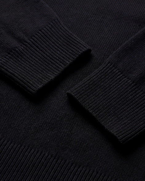 Black Crewneck Sweater Smooth Mid-Weight Knit Men's S–2XL – Valedrian — view 5