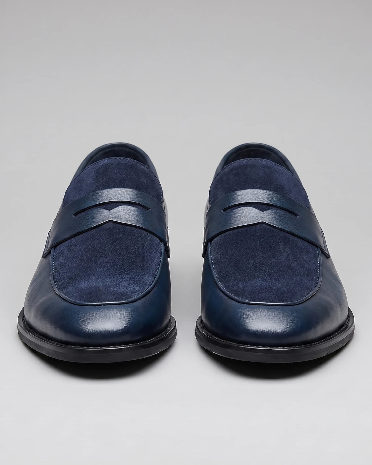 Black Penny Loafers Men Suede Panel Leather-Effect - Valedrian — view 10
