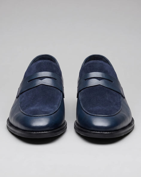 Black Penny Loafers Men Suede Panel Leather-Effect - Valedrian — view 10