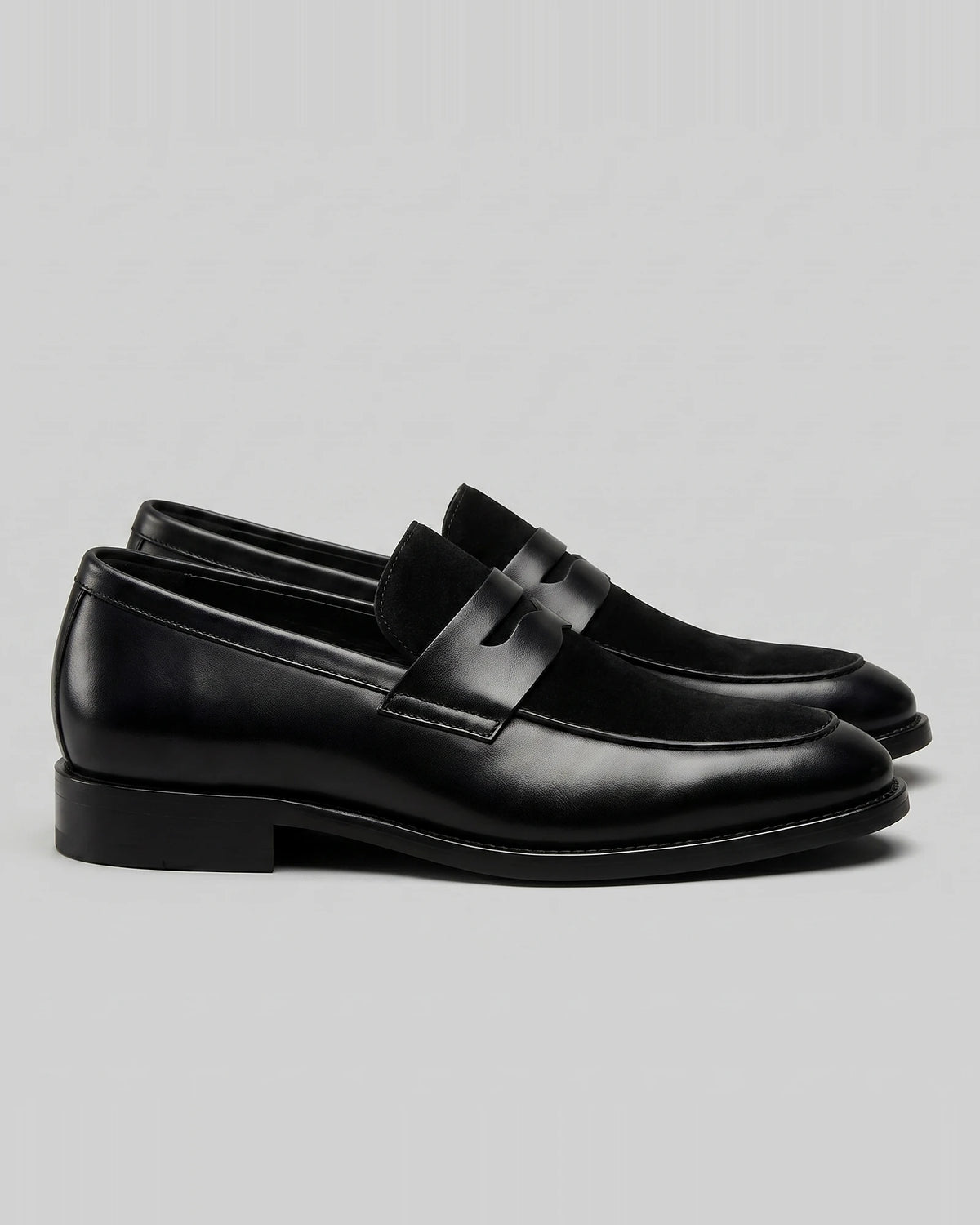 Black Penny Loafers Men Suede Panel Leather-Effect - Valedrian — view 2