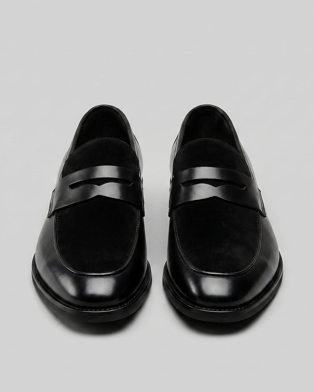 Black Penny Loafers Men Suede Panel Leather-Effect - Valedrian — view 5