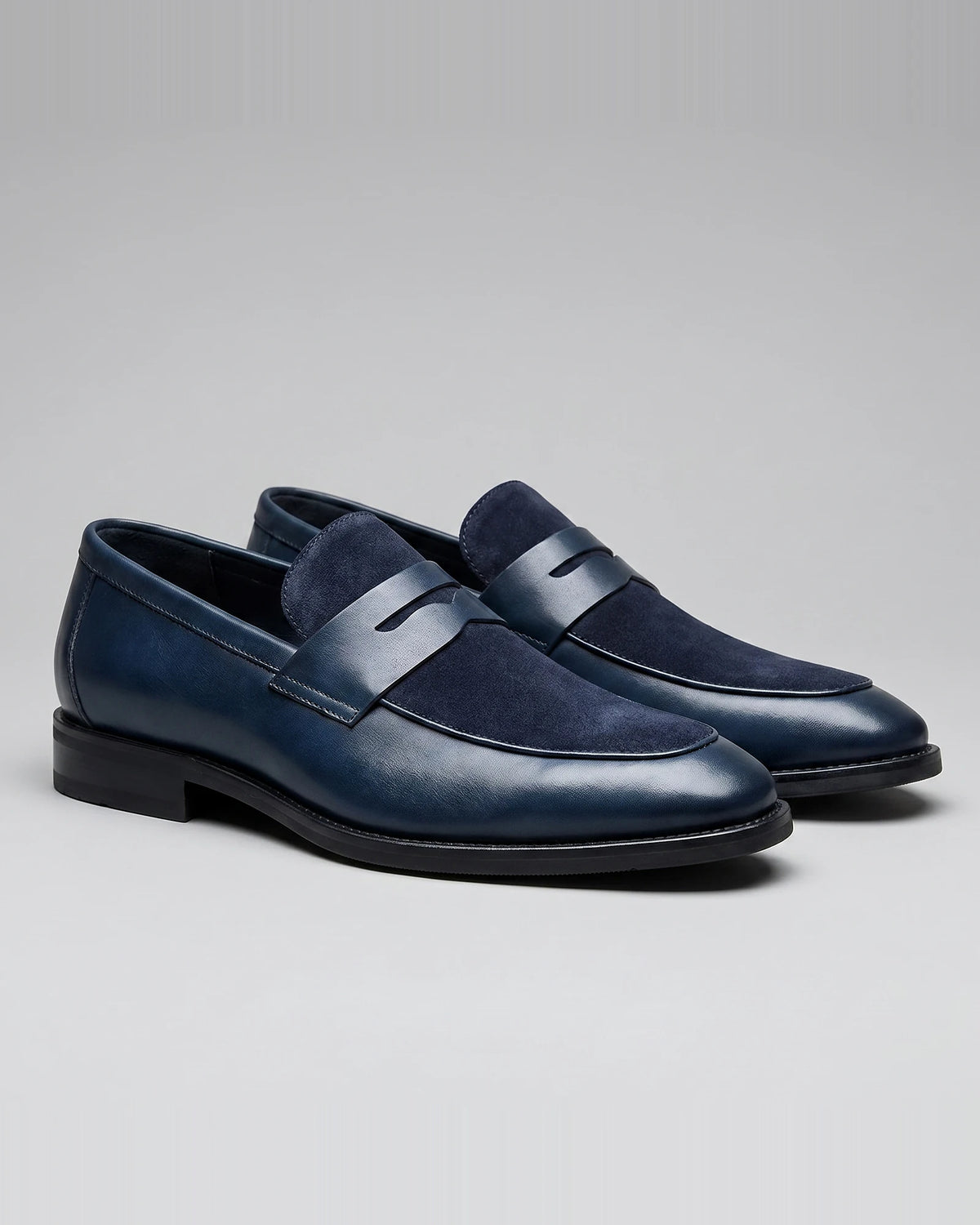 Black Penny Loafers Men Suede Panel Leather-Effect - Valedrian — view 6