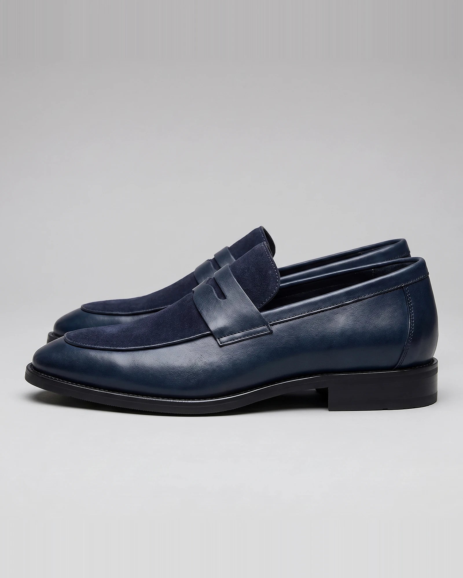 Black Penny Loafers Men Suede Panel Leather-Effect - Valedrian — view 7