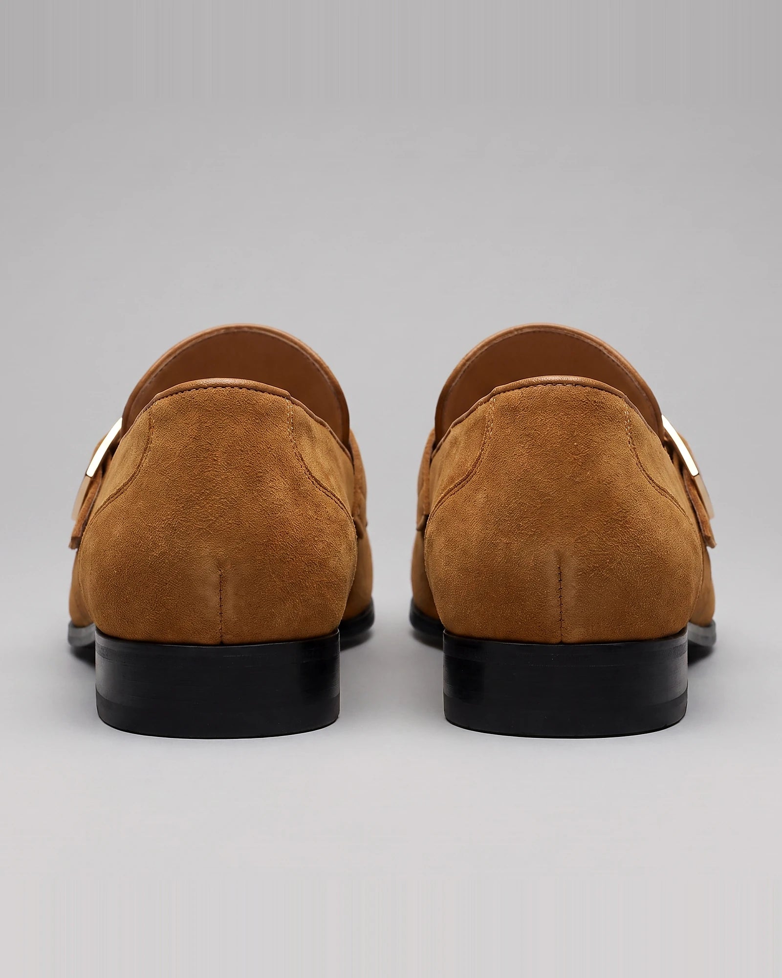 Black Suede Loafers Men Gold Buckle Slip-On with Rubber Sole - Valedrian — view 10