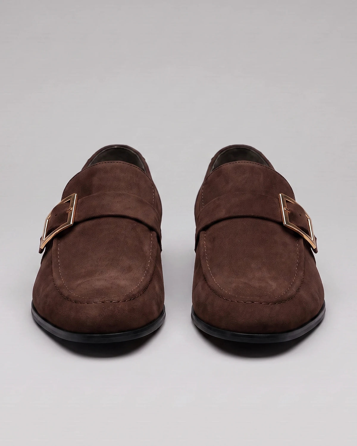 Black Suede Loafers Men Gold Buckle Slip-On with Rubber Sole - Valedrian — view 14