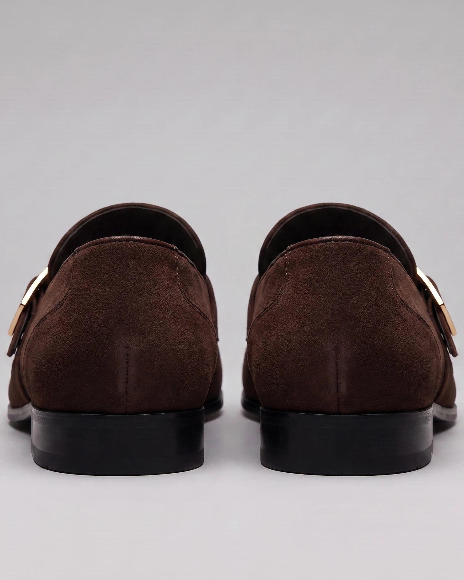 Black Suede Loafers Men Gold Buckle Slip-On with Rubber Sole - Valedrian — view 15