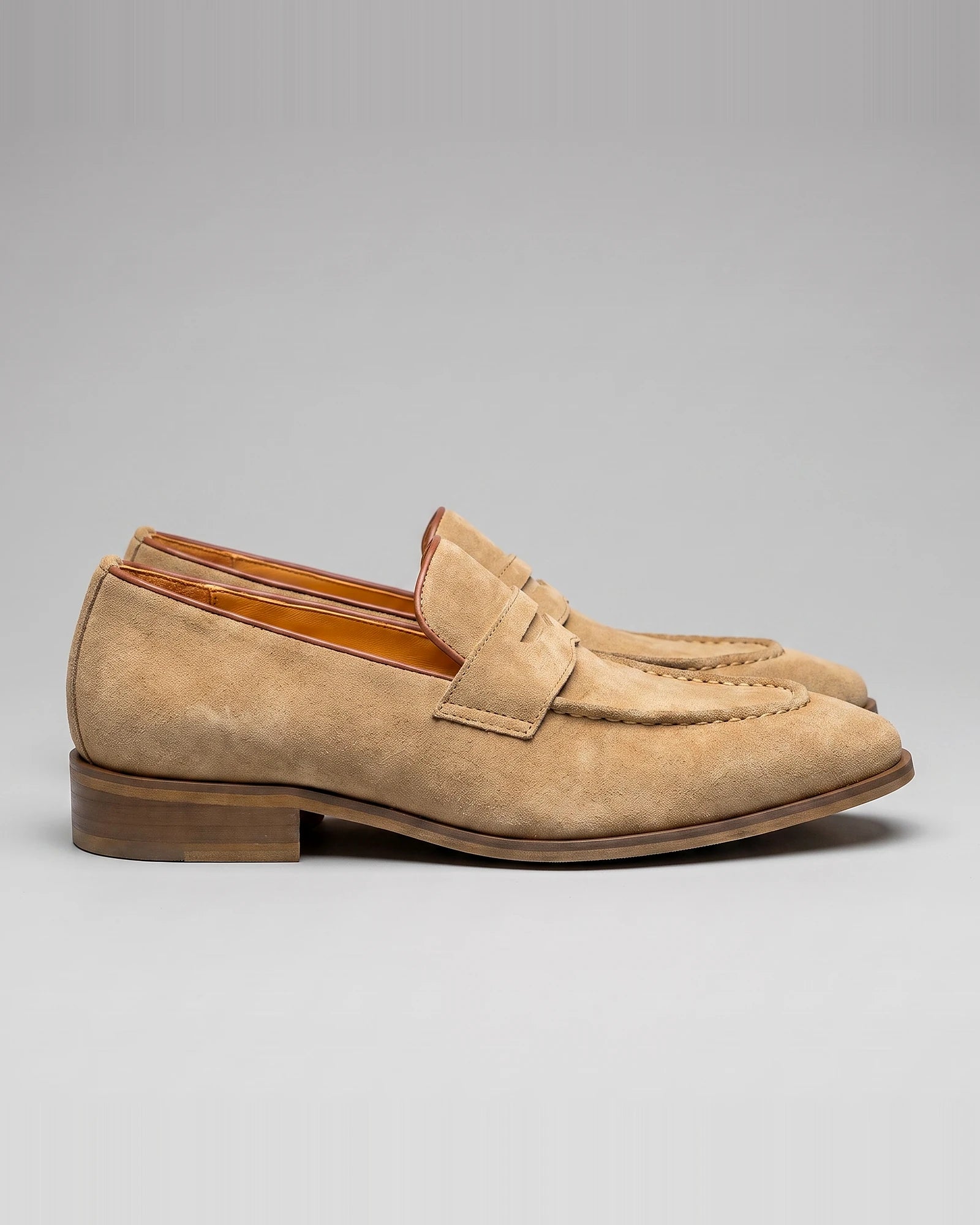 Black Suede Penny Loafers Men Cowhide, Leather Lining & Stacked Heel - Valedrian — view 10