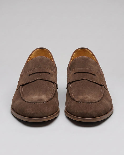 Black Suede Penny Loafers Men Cowhide, Leather Lining & Stacked Heel - Valedrian — view 14
