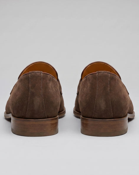 Black Suede Penny Loafers Men Cowhide, Leather Lining & Stacked Heel - Valedrian — view 15