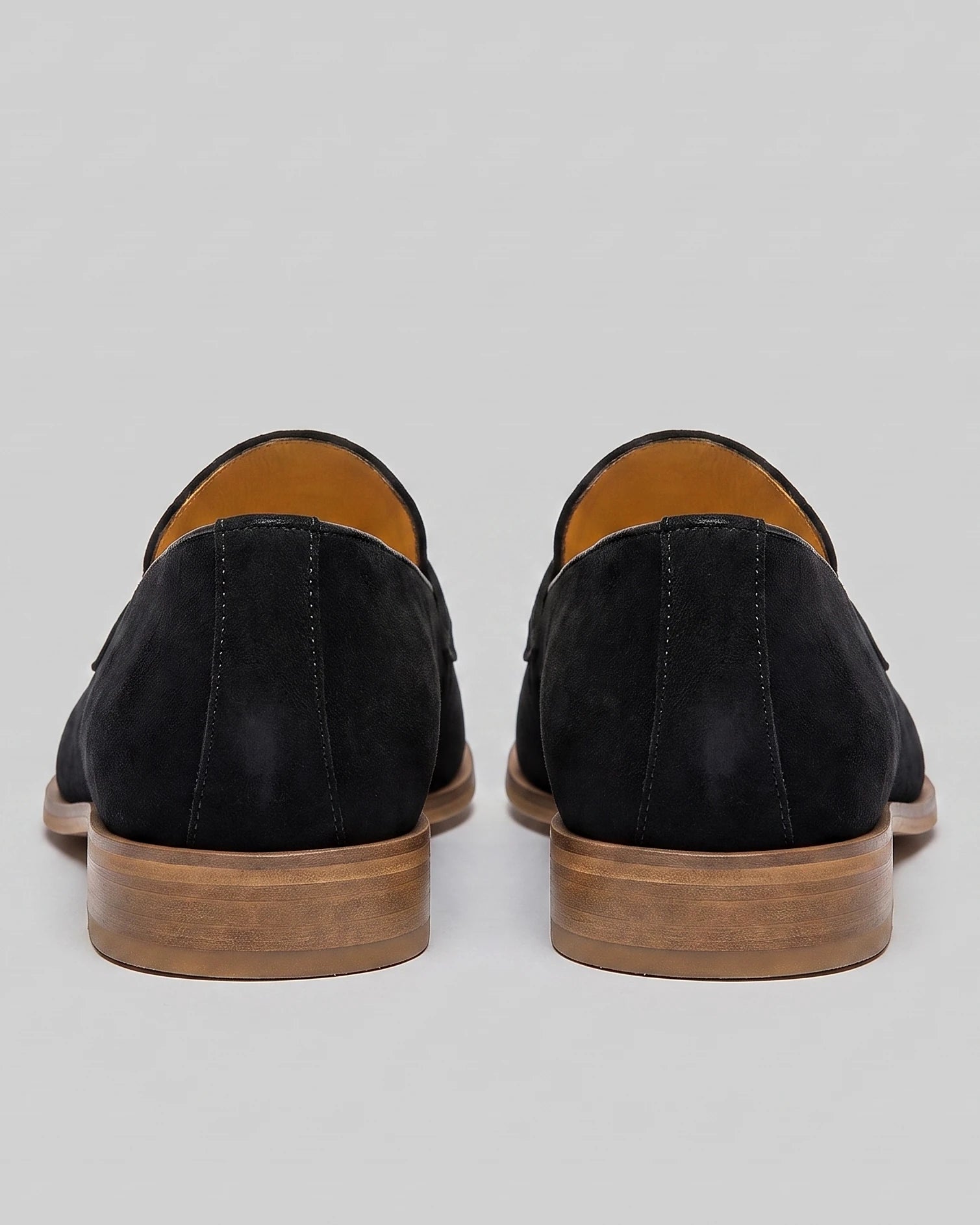 Black Suede Penny Loafers Men Cowhide, Leather Lining & Stacked Heel - Valedrian — view 3