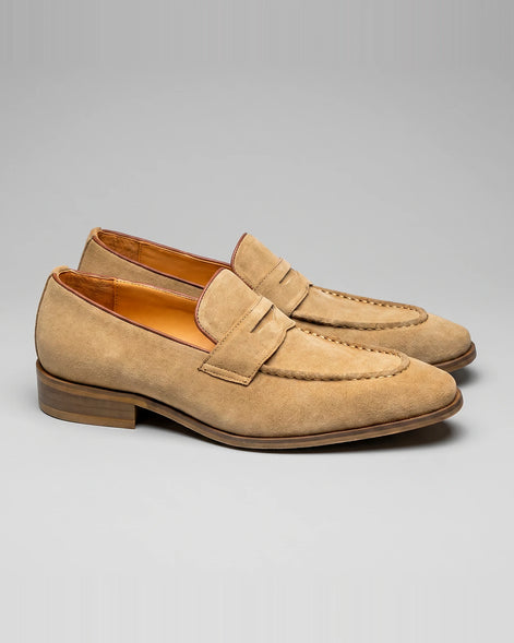 Black Suede Penny Loafers Men Cowhide, Leather Lining & Stacked Heel - Valedrian — view 7