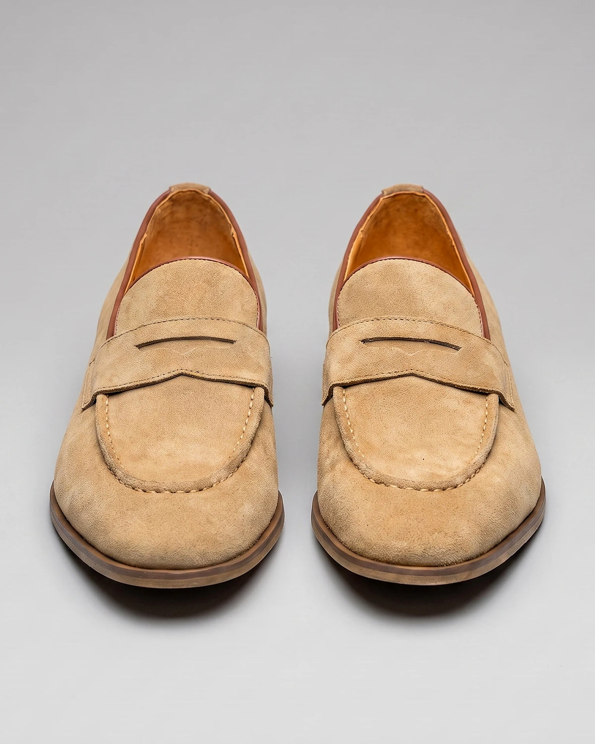 Black Suede Penny Loafers Men Cowhide, Leather Lining & Stacked Heel - Valedrian — view 8