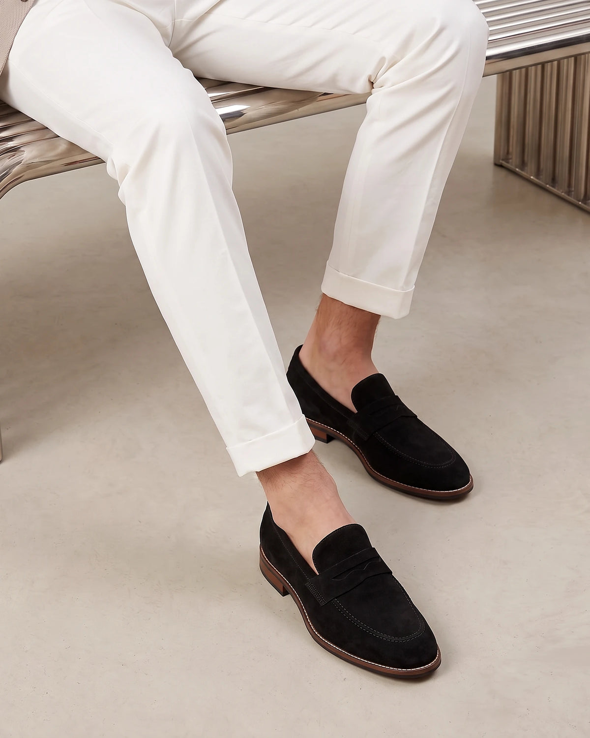 Brown Loafers Men Cowhide Penny Slip-On with Non-Slip Rubber Sole - Valedrian — view 12