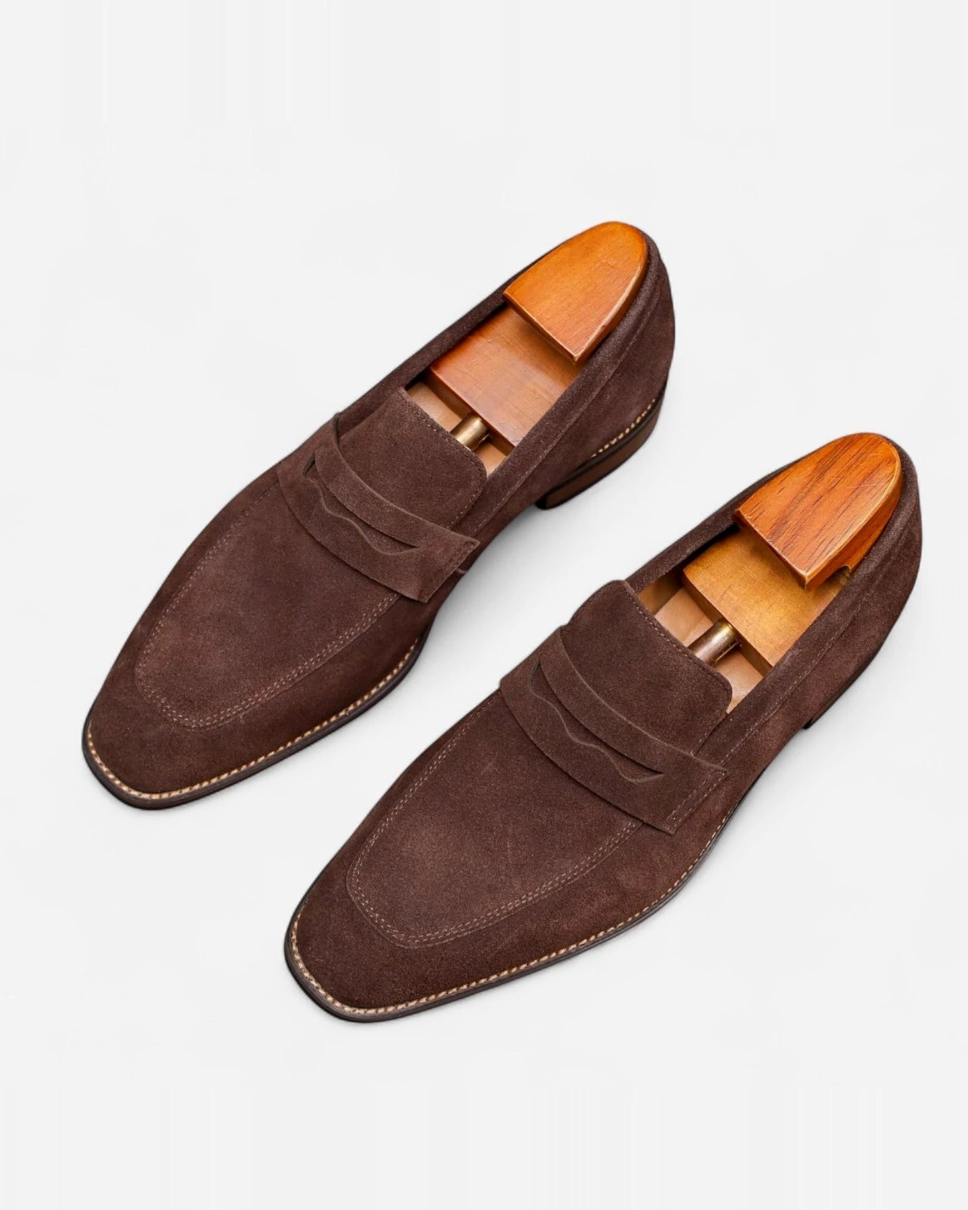 Brown Loafers Men Cowhide Penny Slip-On with Non-Slip Rubber Sole - Valedrian — view 14