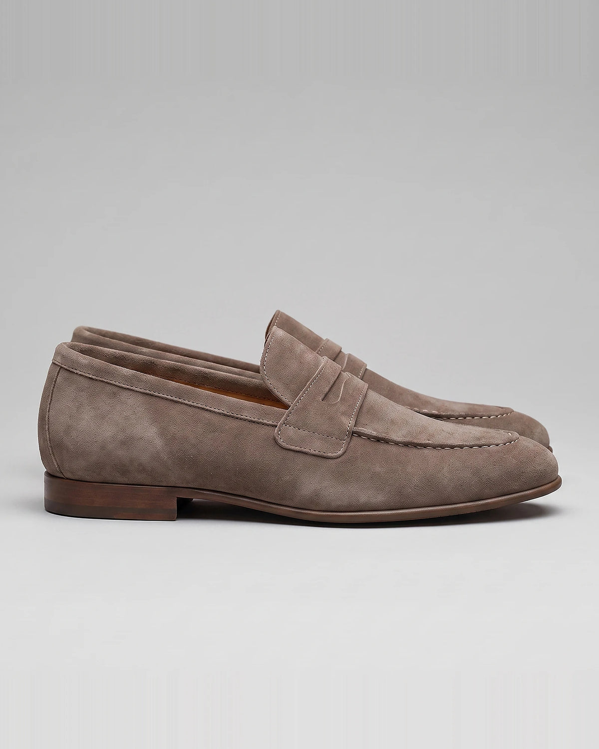 Brown Suede Loafers Men Sheepskin Penny Slip-On, Dark Brown - Valedrian — view 10