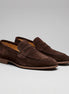 Brown Suede Loafers Men Sheepskin Penny Slip-On, Dark Brown - Valedrian