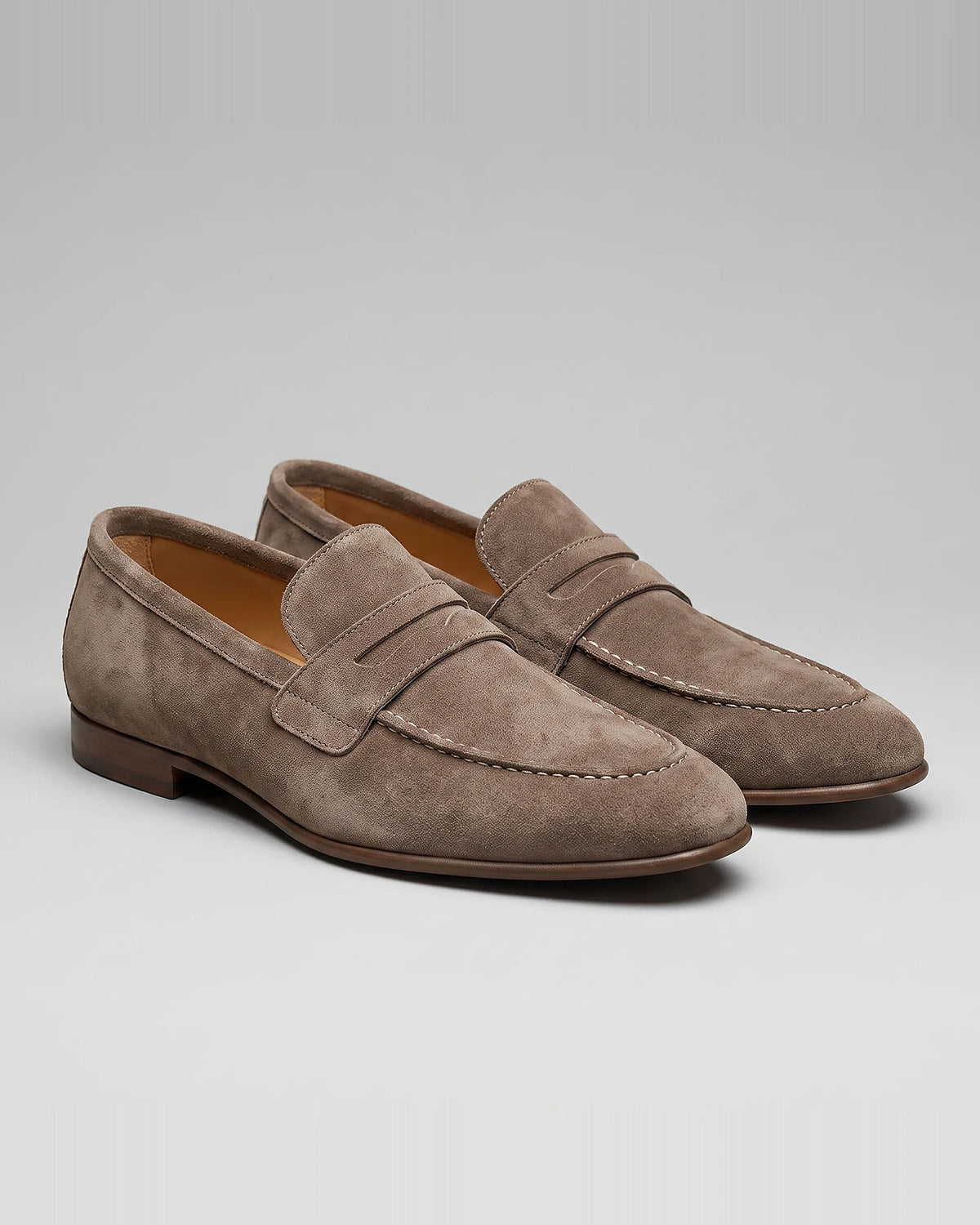 Brown Suede Loafers Men Sheepskin Penny Slip-On, Dark Brown - Valedrian — view 7