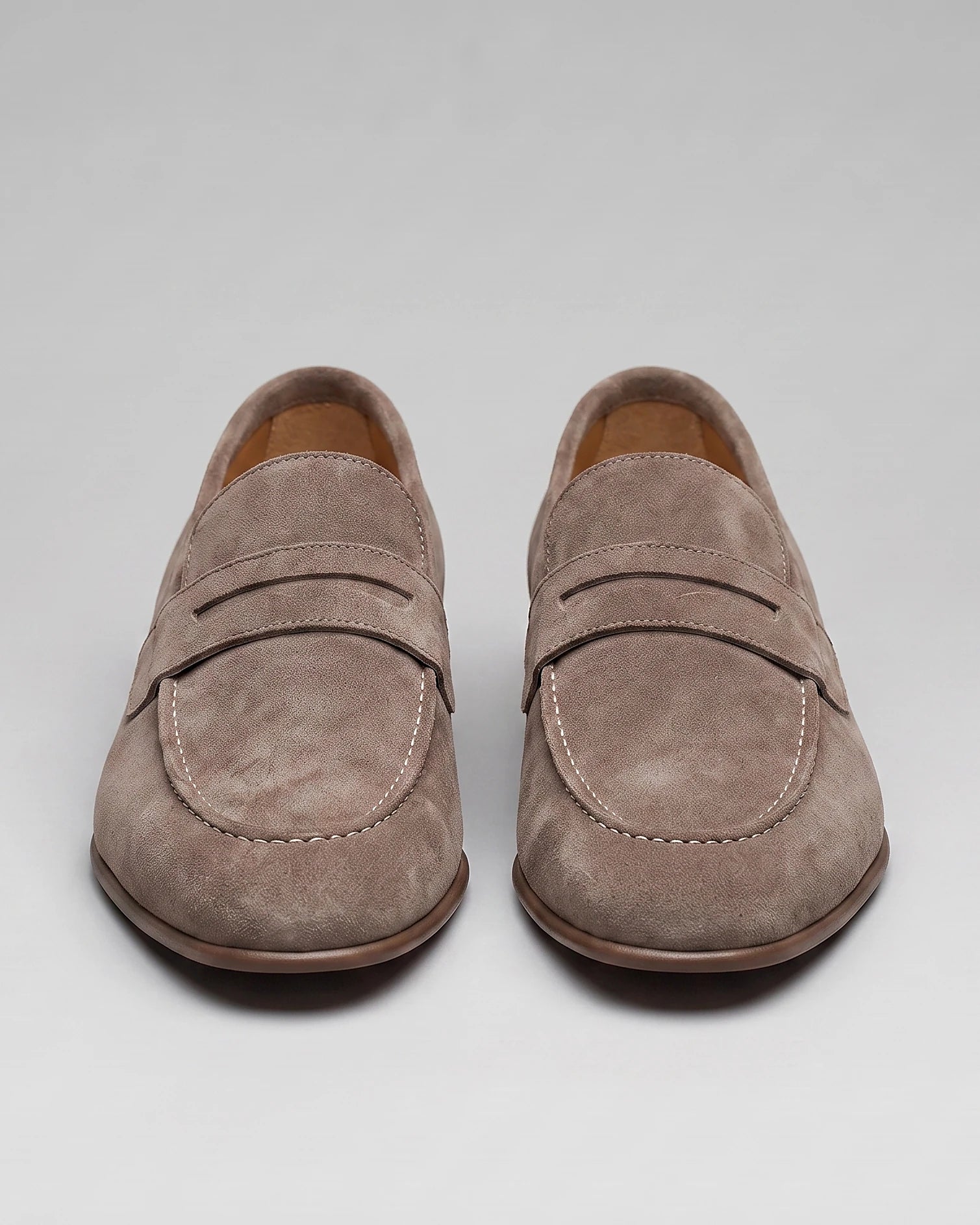 Brown Suede Loafers Men Sheepskin Penny Slip-On, Dark Brown - Valedrian — view 8