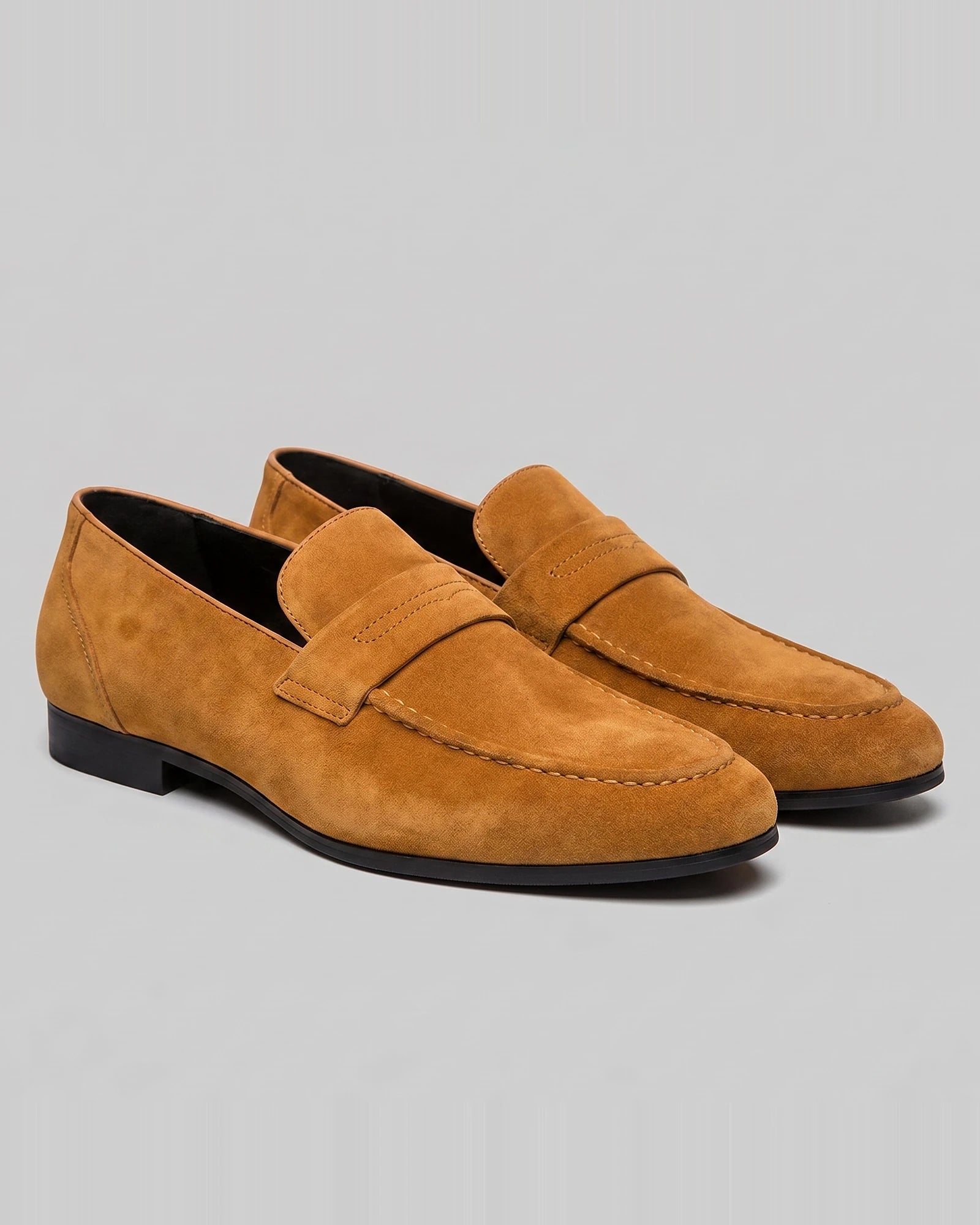 Brown Suede Penny Loafers Men PU Moccasin Slip-On | Valedrian — view 10