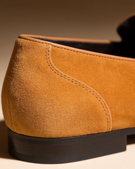 Brown Suede Penny Loafers Men PU Moccasin Slip-On | Valedrian — view 13