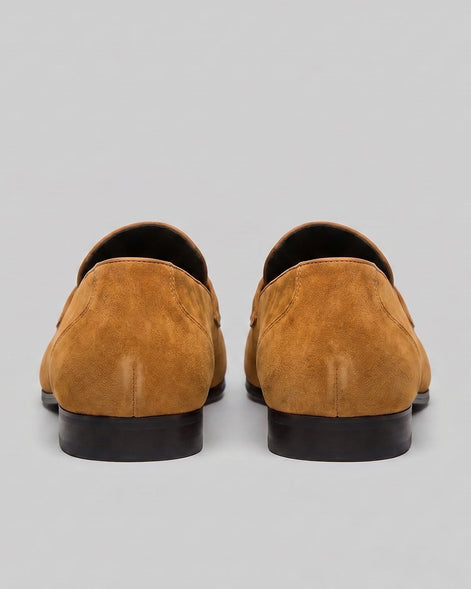 Brown Suede Penny Loafers Men PU Moccasin Slip-On | Valedrian — view 14