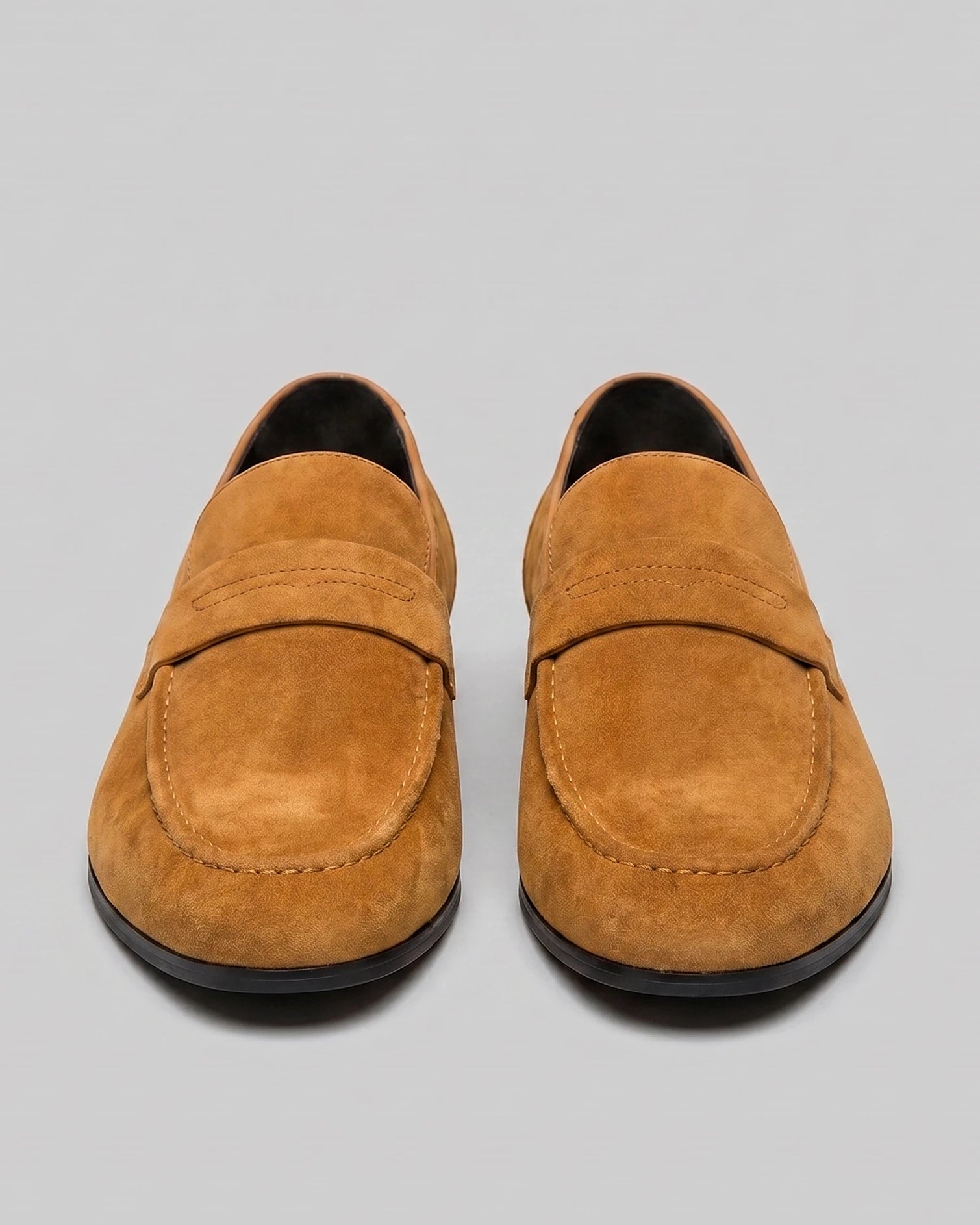 Brown Suede Penny Loafers Men PU Moccasin Slip-On | Valedrian — view 16