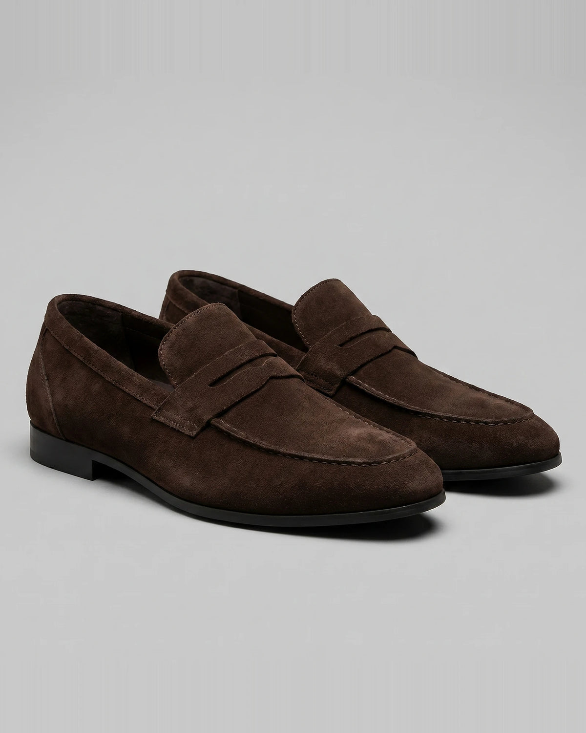 Brown Suede Penny Loafers Men PU Moccasin Slip-On | Valedrian — view 26