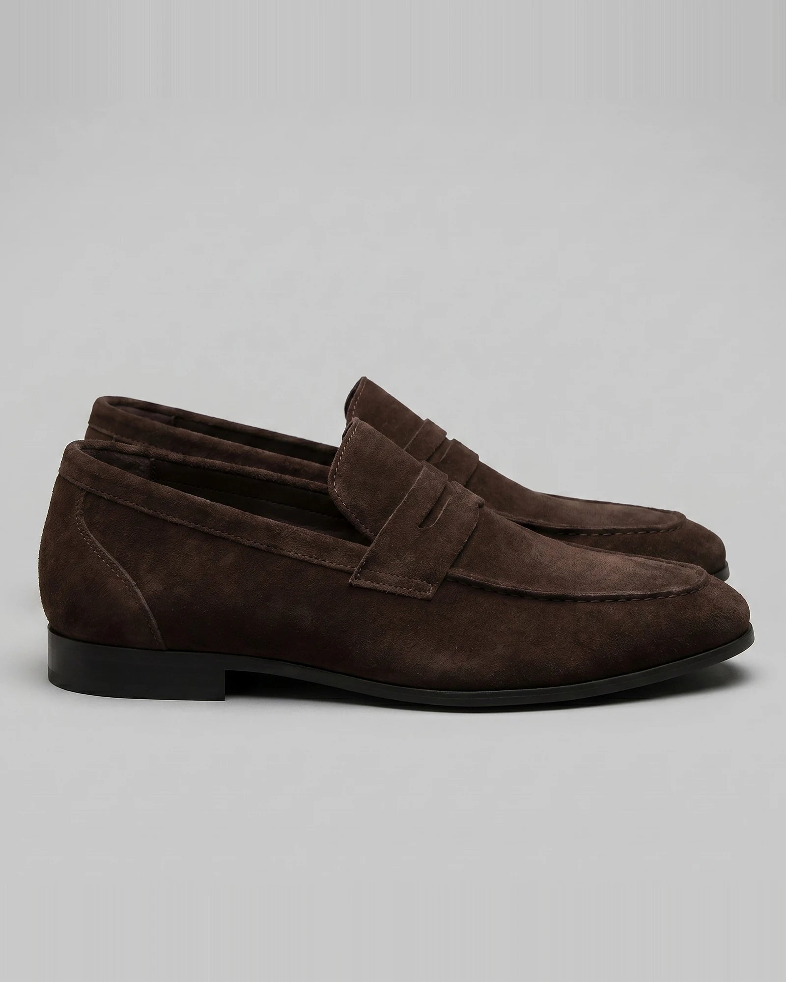 Brown Suede Penny Loafers Men PU Moccasin Slip-On | Valedrian — view 27