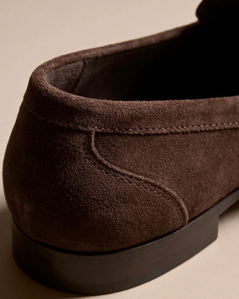 Brown Suede Penny Loafers Men PU Moccasin Slip-On | Valedrian — view 29