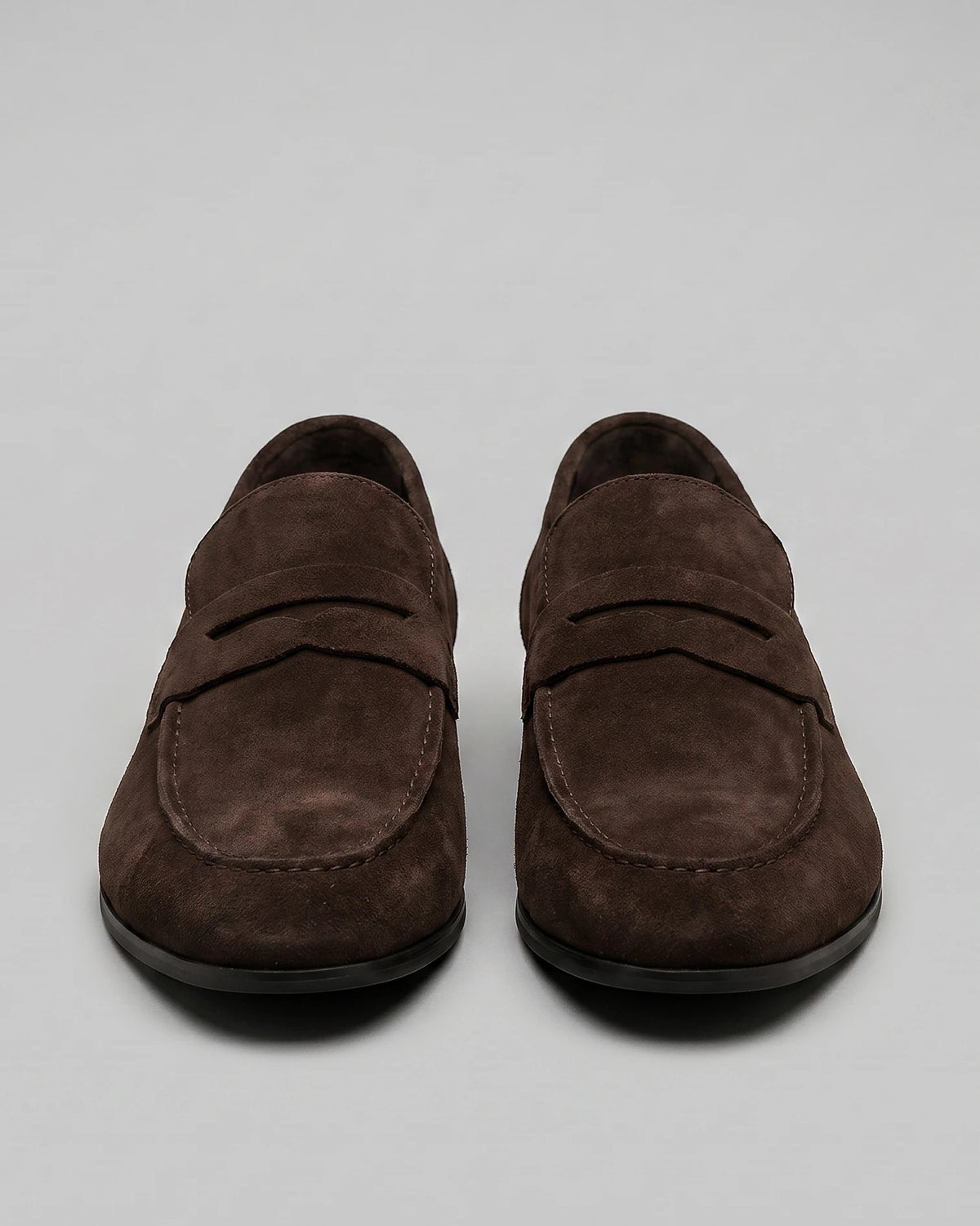Brown Suede Penny Loafers Men PU Moccasin Slip-On | Valedrian — view 32