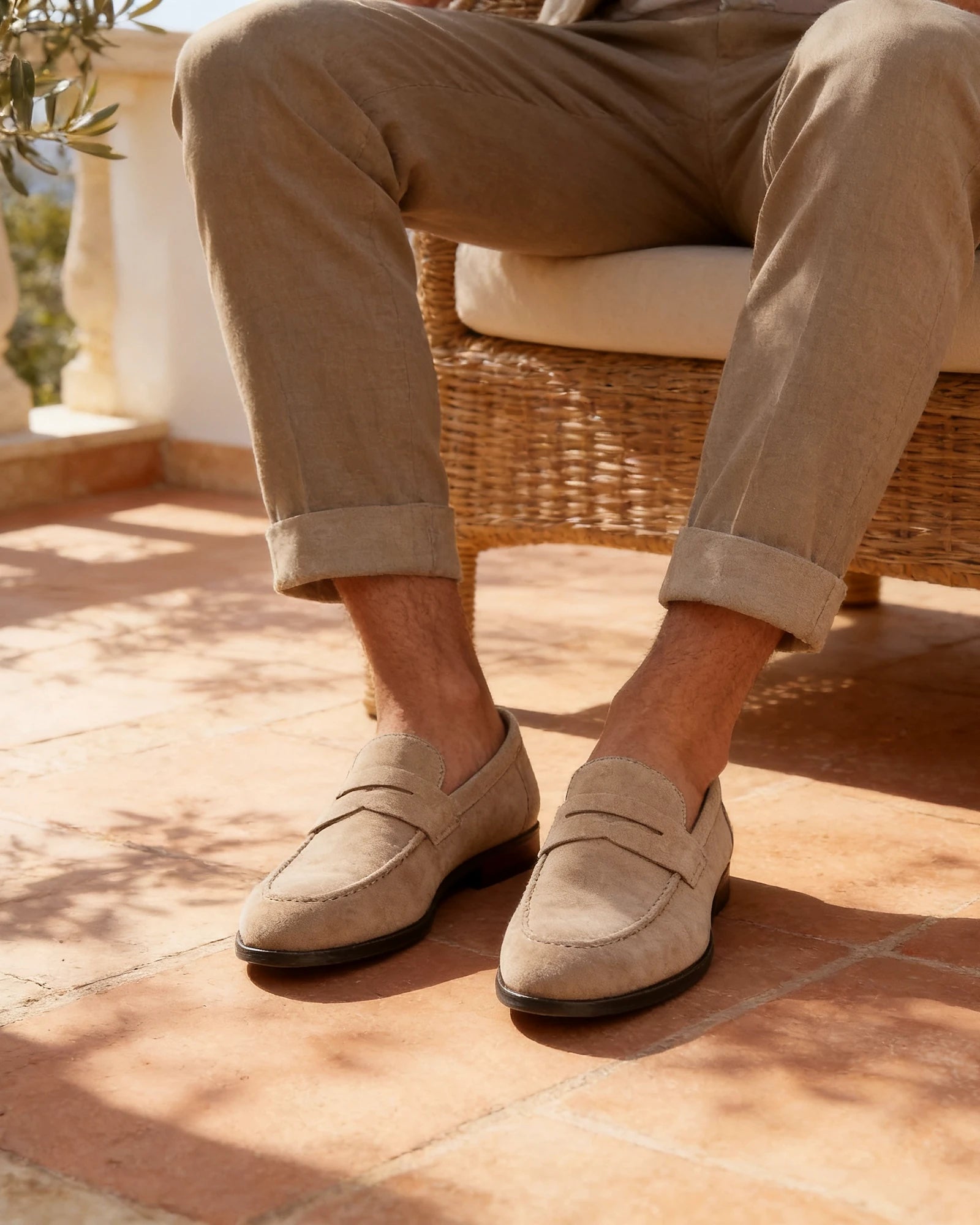 Brown Suede Penny Loafers Men PU Moccasin Slip-On | Valedrian — view 33
