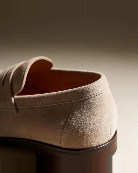 Brown Suede Penny Loafers Men PU Moccasin Slip-On | Valedrian — view 37