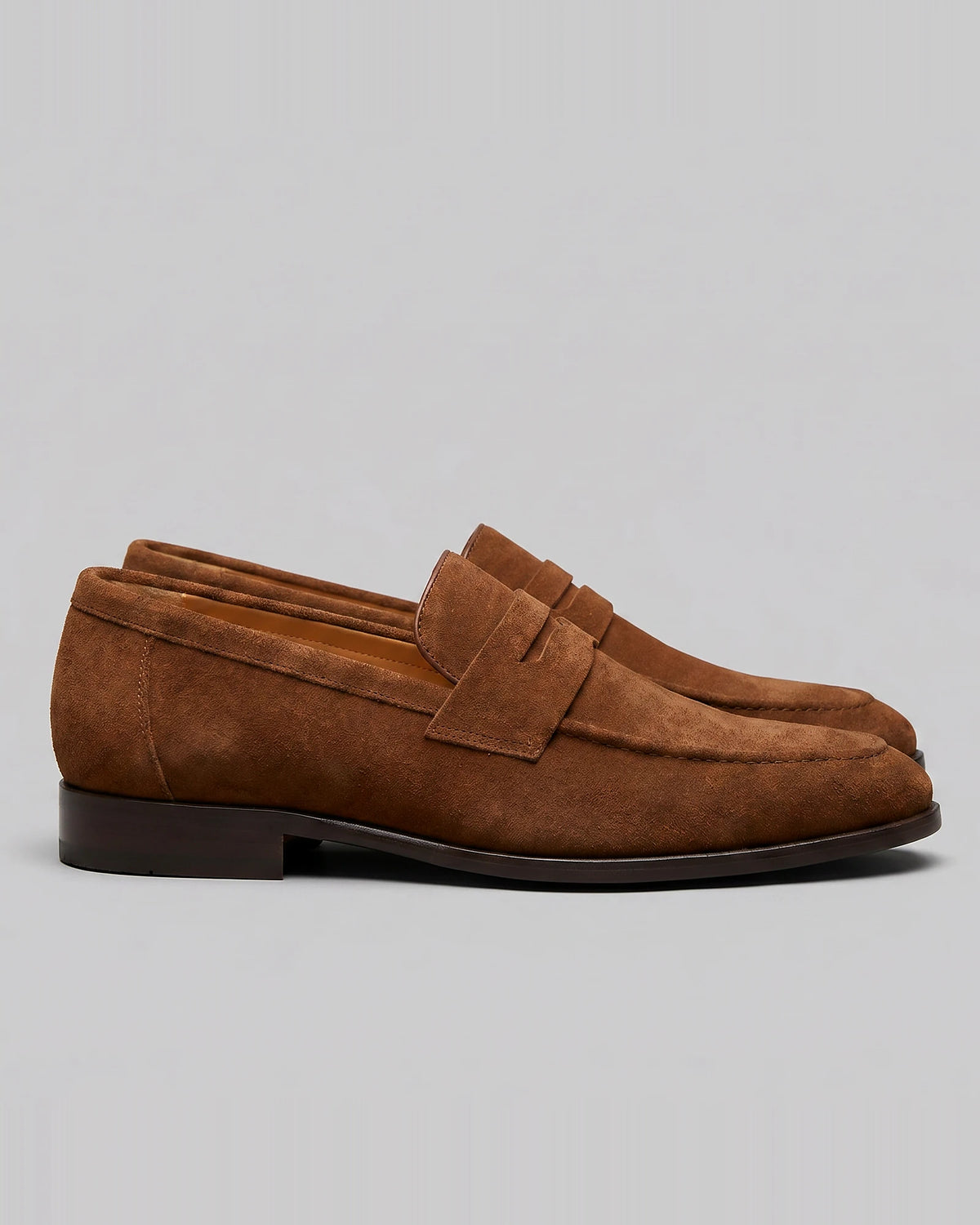 Brown Suede Penny Loafers Men PU Moccasin Slip-On | Valedrian — view 43