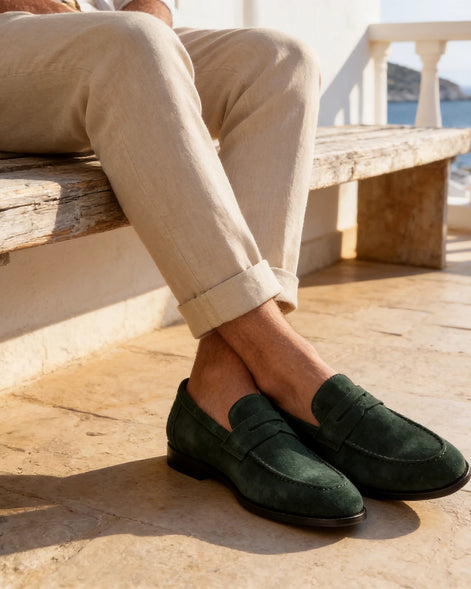 Brown Suede Penny Loafers Men PU Moccasin Slip-On | Valedrian — view 49