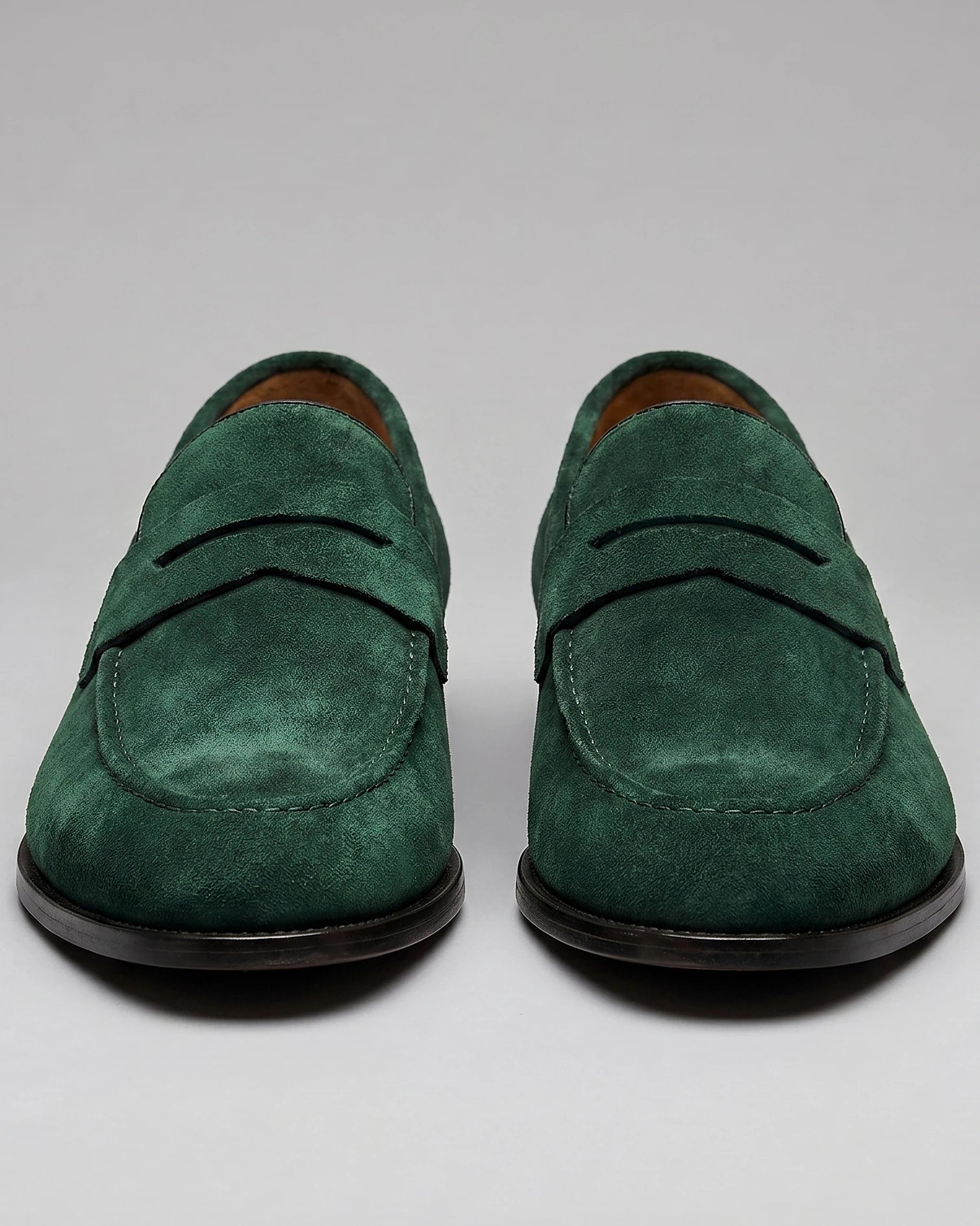 Brown Suede Penny Loafers Men PU Moccasin Slip-On | Valedrian — view 56