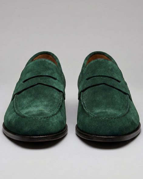 Brown Suede Penny Loafers Men PU Moccasin Slip-On | Valedrian — view 56